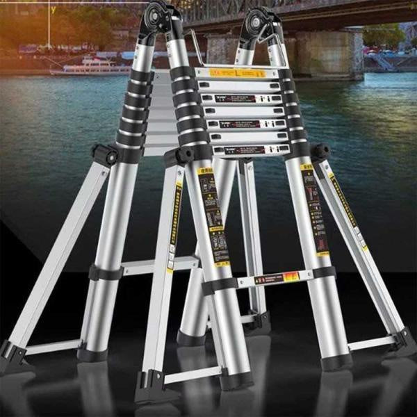 سلم تلسكوبي مزدوج من الألومنيوم ، قابل للنقل ، متعدد الأغراض ، قابل للطي , اعتماد امان EN131 Certified